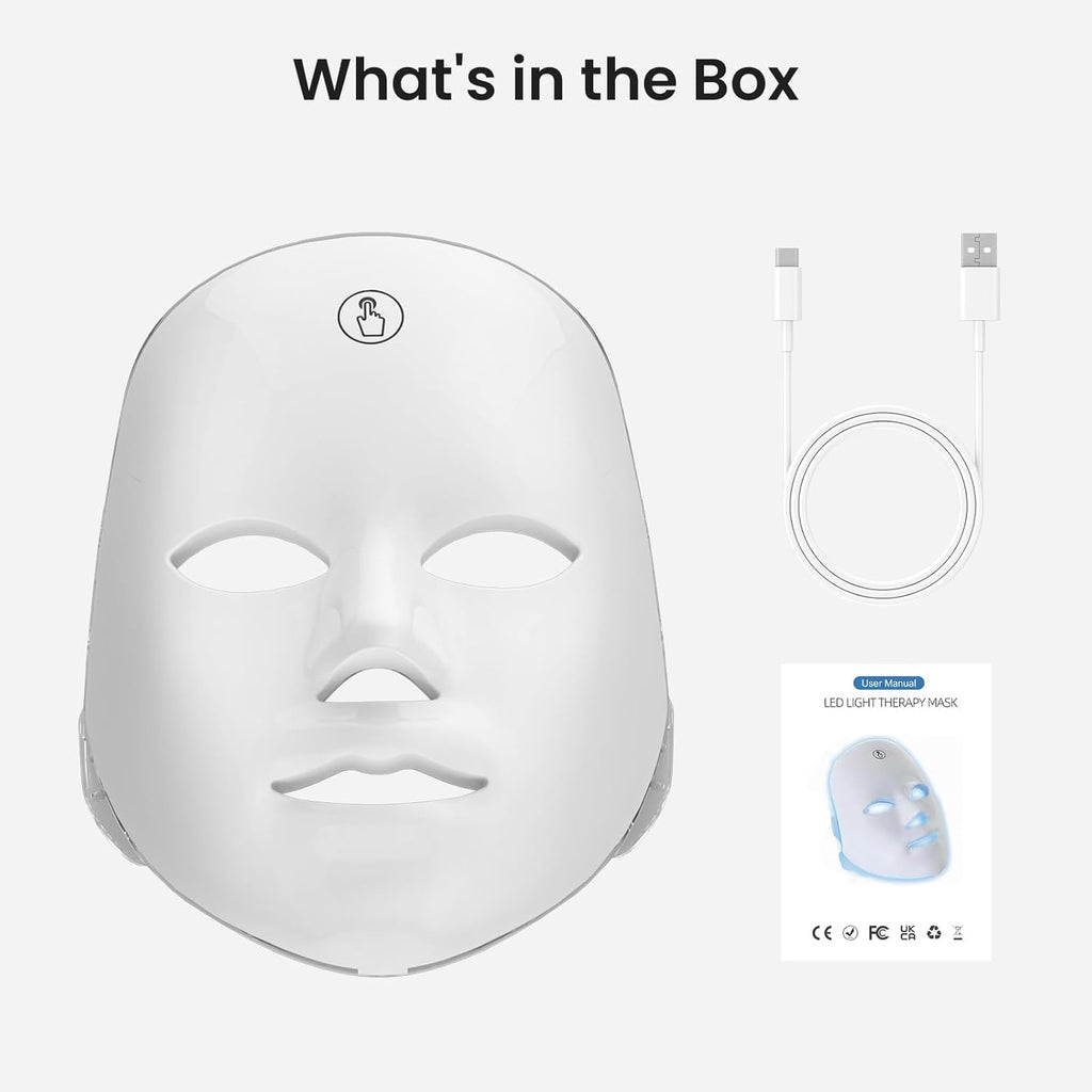 Red Light Mask for Face, 7-1 Colors Red Light Face Mask, Facial Skincare at Home, Cordless, Portable and Rechargeable