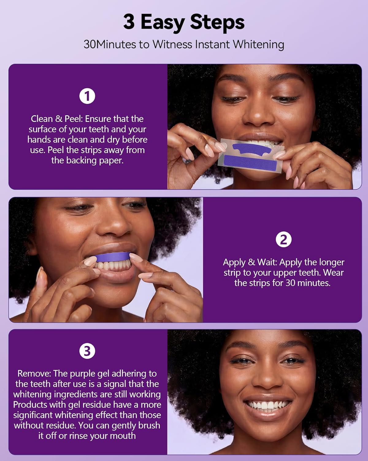 Teeth Whitening Strips, 14 Treatments Purple Whitening Strips, Pap Formula Teeth Whitening Kit for Deep Stains Removal, Enamel Safe & Low Sensitive Teeth Whitener for a Brighter Smile, Peroxide-Free