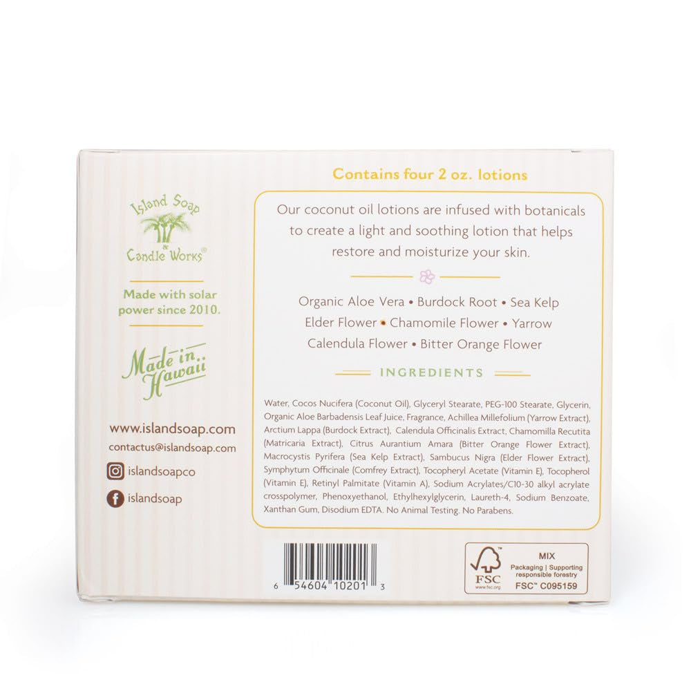 Island Soap and Candle Works Sampler Gift Set Scented Body Lotion for Men and Women - Paraben Free Body Moisturizer - Hydrating Hawaiian Skincare - Decorative Lotion Gift Box - 4 X 2 Ounce