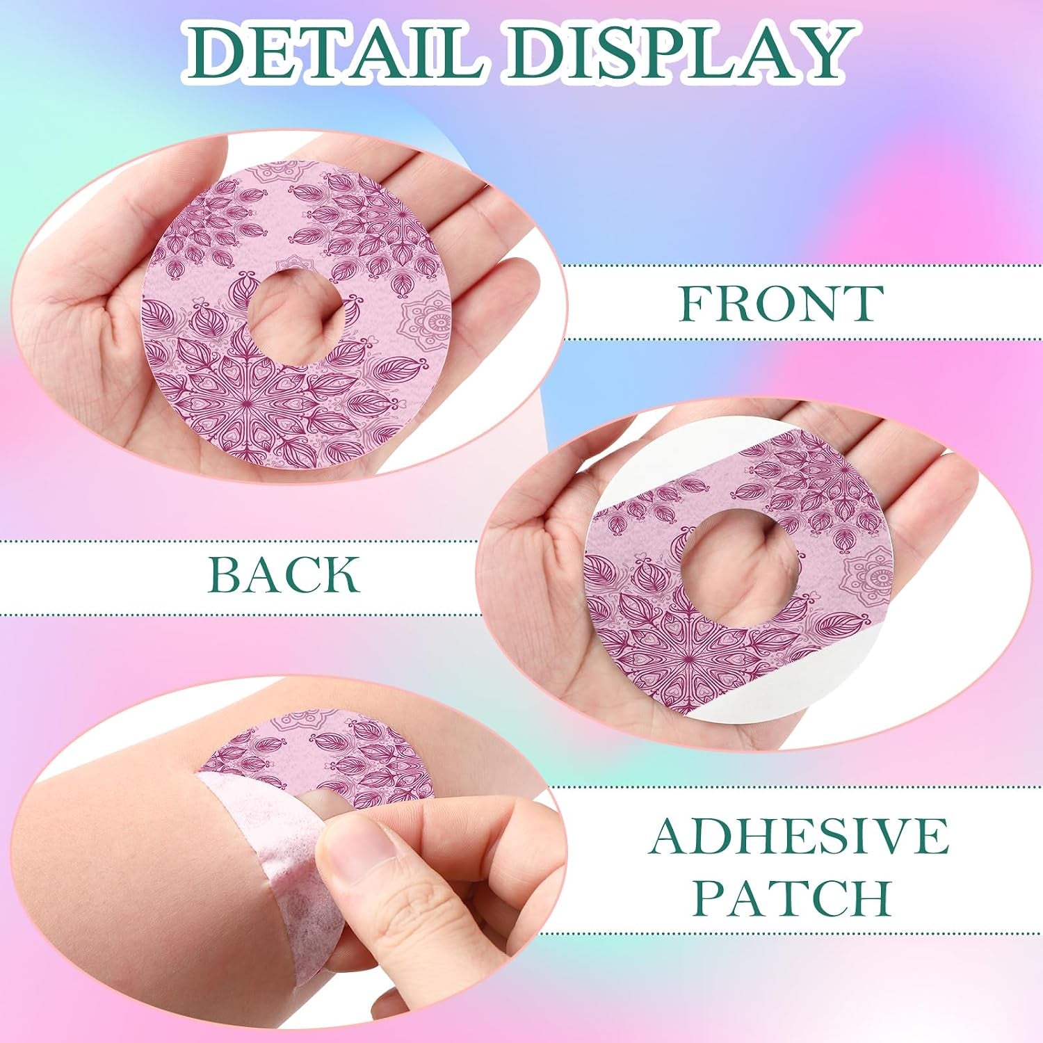 36 Pcs Waterproof Sensor Covers Compatible with Libre 2 Adhesive Patches Overpatches Breathable Mandala Floral Pre Cut Cover Patches Tape for Continuous Glucose Monitor Protection