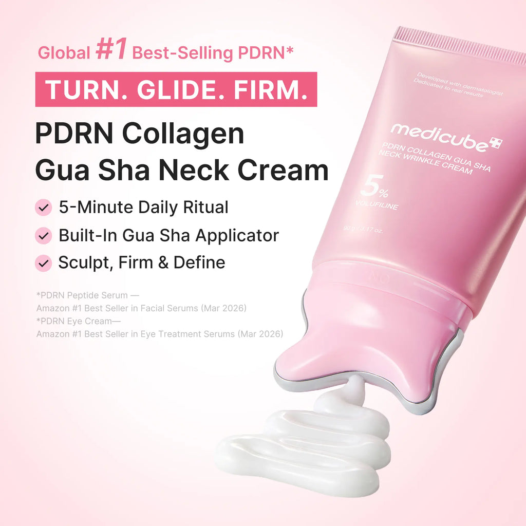 [NEW] [Medicube] PDRN Collagen Gua Sha Neck Wrinkle Cream | Built-In Gua Sha Massager with Volufiline 5% + PDRN | Firming, Contour Care for the Look of Fine Lines, Jawline, Neck, Décolleté | Massage Cream | Korean Skincare