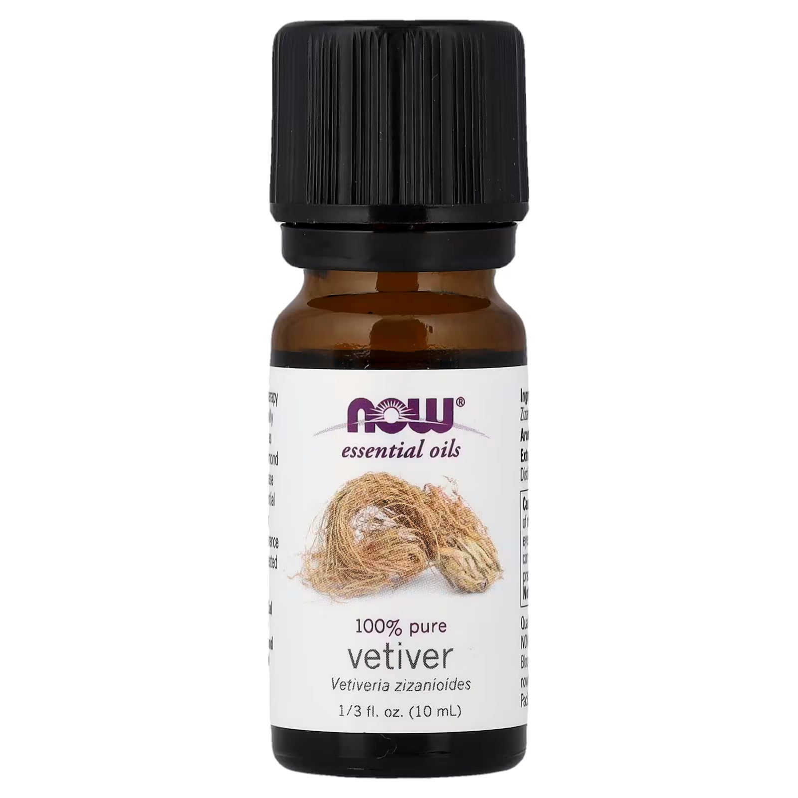 NOW Essential Oils, Vetiver Oil, Woodsy Aromatherapy Scent, Steam Distilled, 100% Pure, Child Resistant Cap, 10-Ml