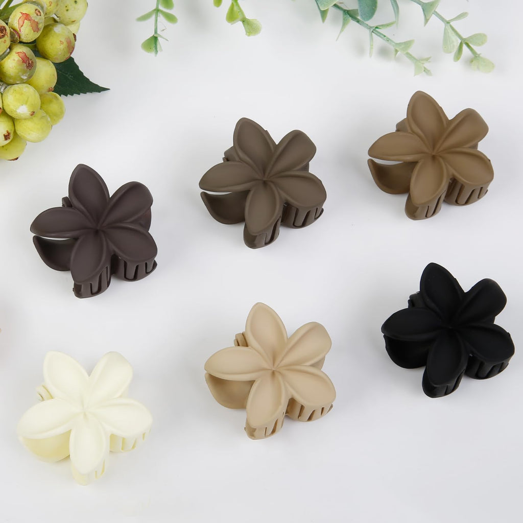 6 Pcs Small Flower Hair Claw Clips for Women, Cute Hair Claw Clips for Womens Hair Hawaiian Flower Non Slip Hair Barrettes Neutral Hair Accessories