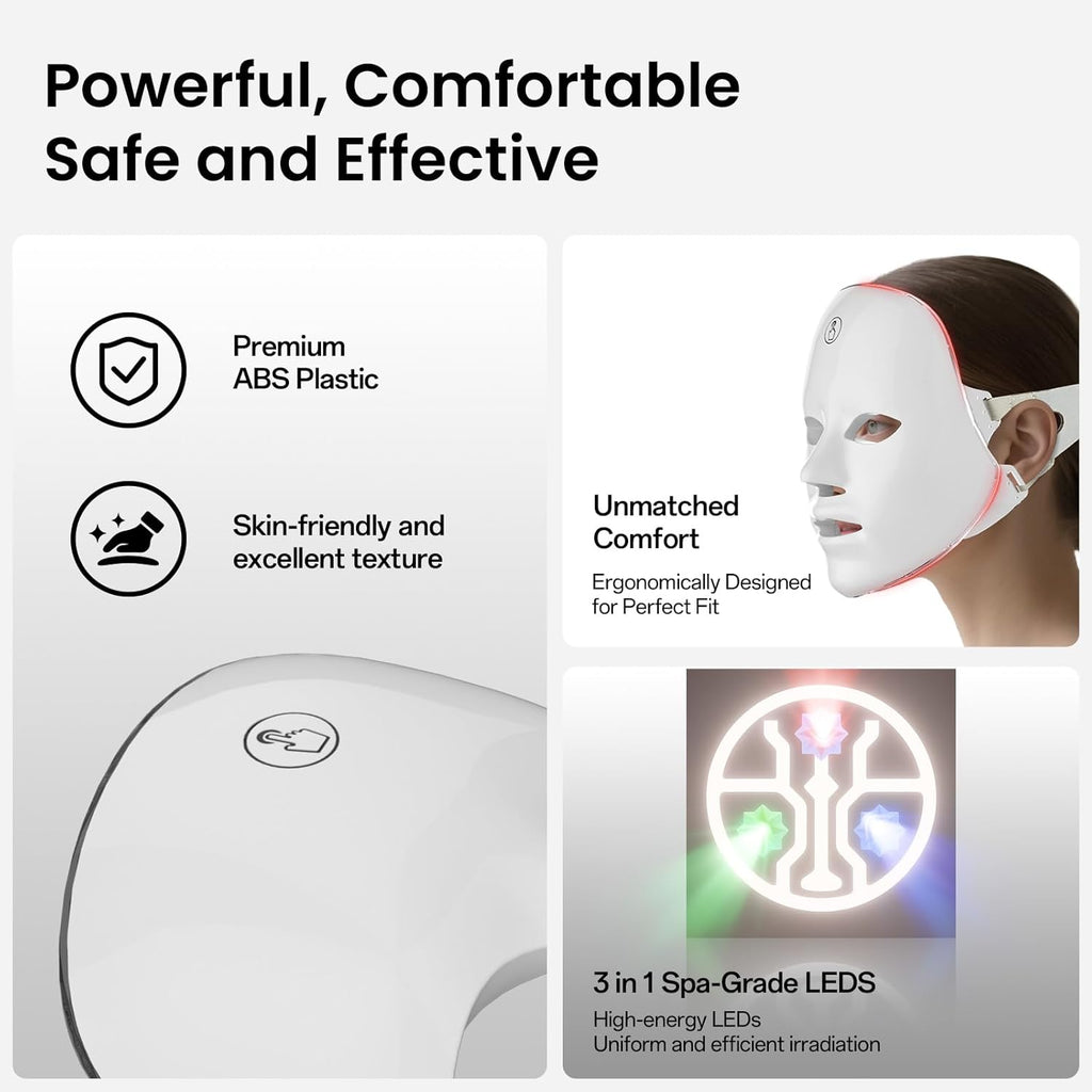 Red Light Mask for Face, 7-1 Colors Red Light Face Mask, Facial Skincare at Home, Cordless, Portable and Rechargeable