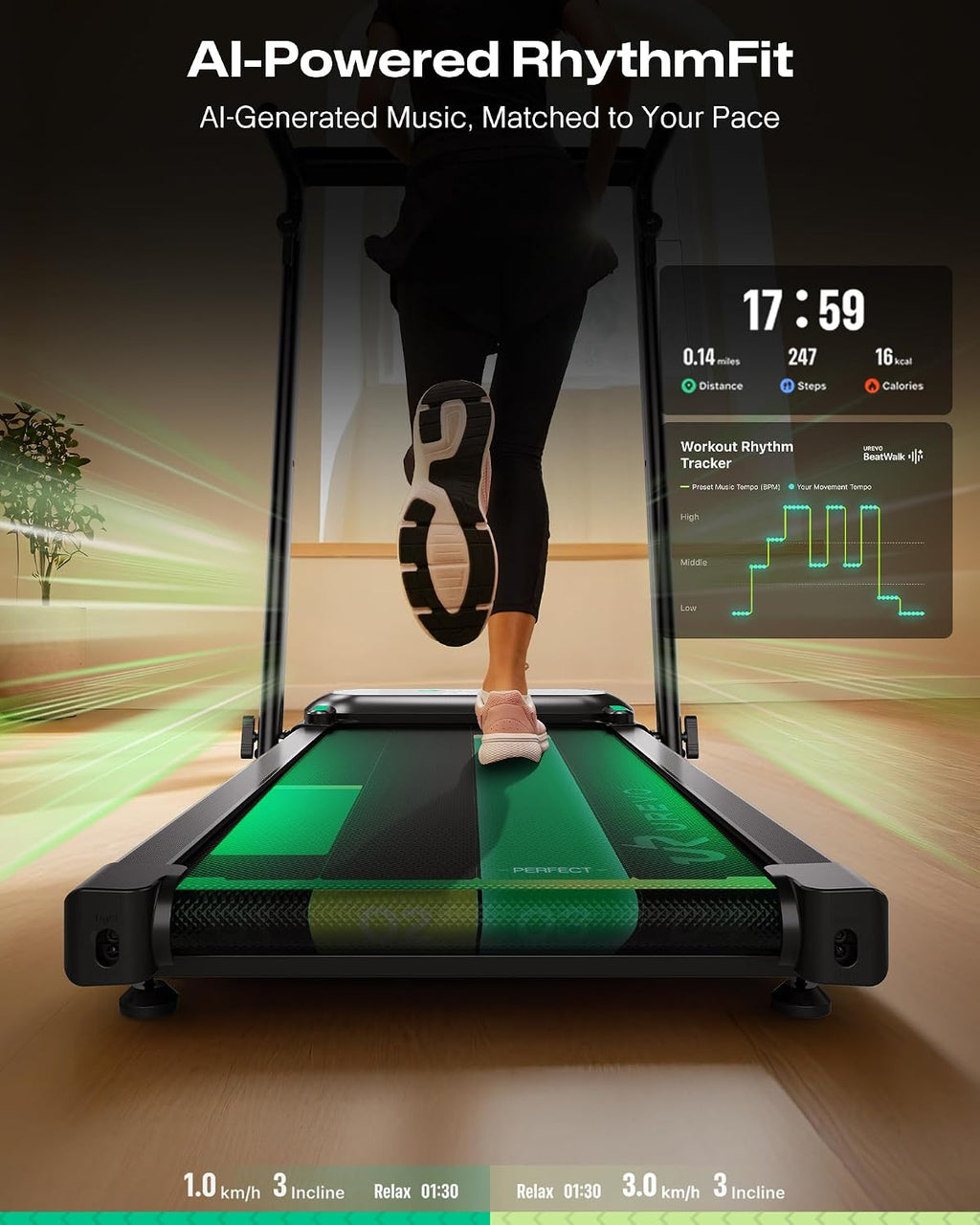 Foldimix 5 Treadmills for Home, Walking Pad with Adjustable Handle Bar, Multi-Functional Workstation Treadmill, Dual Brushless Motorized, 14-Point Shock Absorption, Compact Design