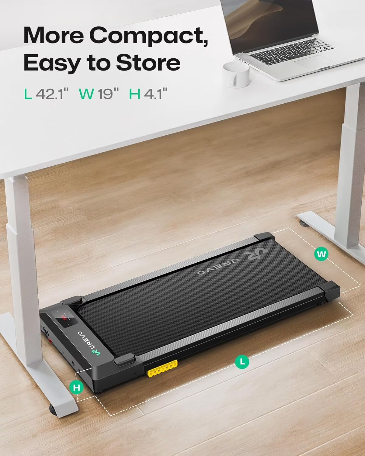 Spacewalk E1L Smart Walking Pad, Compact under Desk Treadmill with Double Shock Absorption, Quiet Operation, Workout APP with Track Insights and MIIT Mode, Remote or APP Control for Home Office