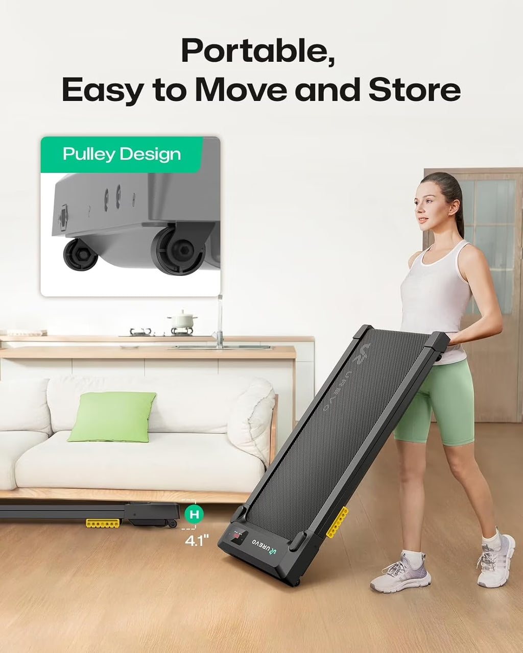 Spacewalk E1L Smart Walking Pad, Compact under Desk Treadmill with Double Shock Absorption, Quiet Operation, Workout APP with Track Insights and MIIT Mode, Remote or APP Control for Home Office
