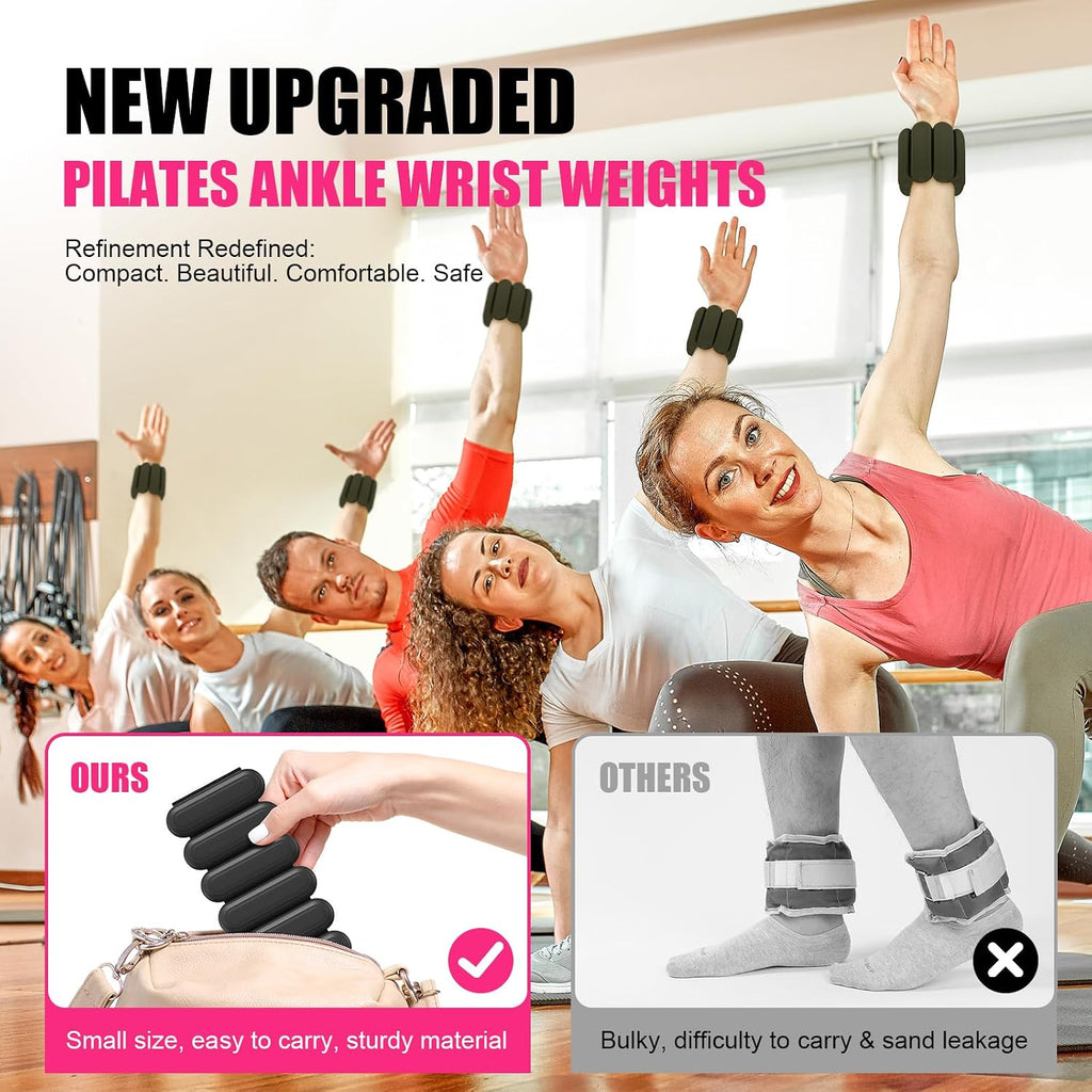 Wrist & Ankle Weights for Women, Wearable Strong Arm & Leg Weights Set of 2(1Lbs Each), Adjustable Ankle Weights for Walking, Yoga, Dance, Barre,Gym,Exercise,Pilates,Walking Running