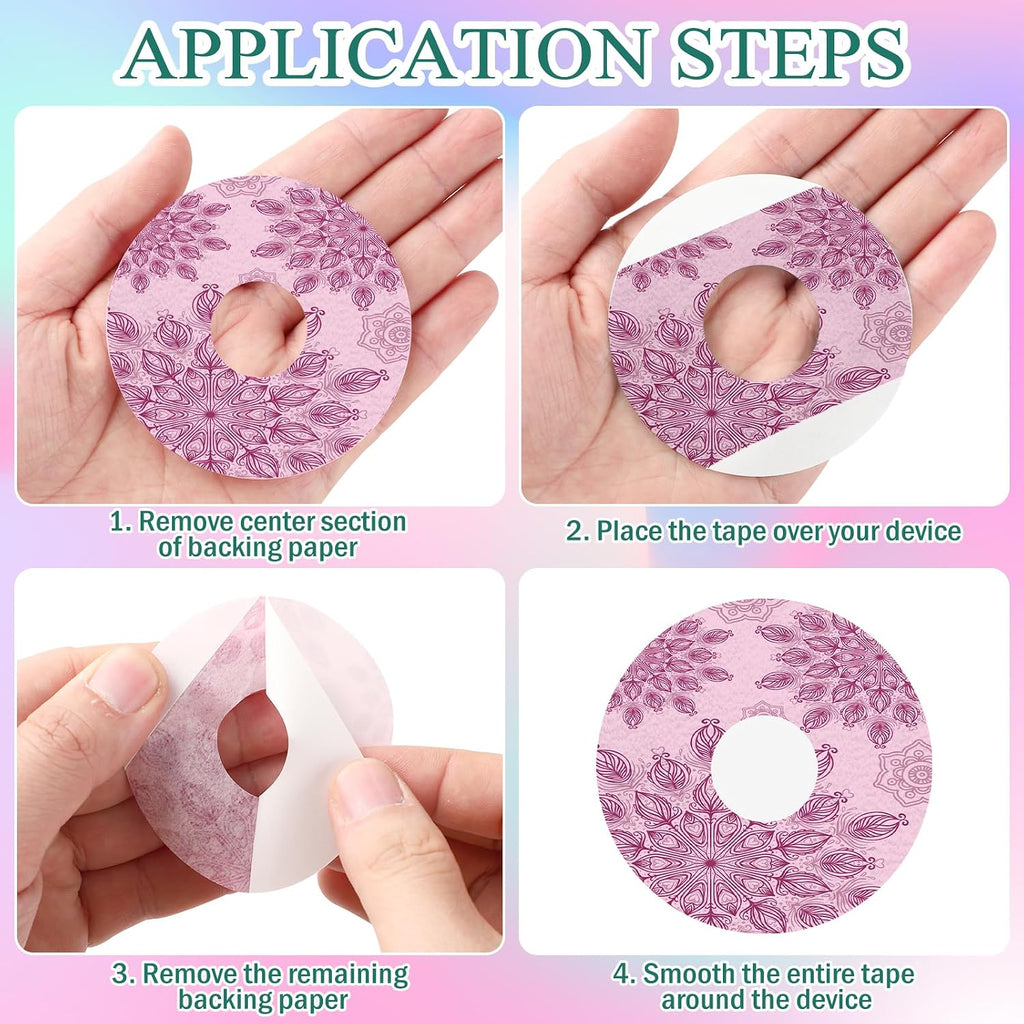 36 Pcs Waterproof Sensor Covers Compatible with Libre 2 Adhesive Patches Overpatches Breathable Mandala Floral Pre Cut Cover Patches Tape for Continuous Glucose Monitor Protection