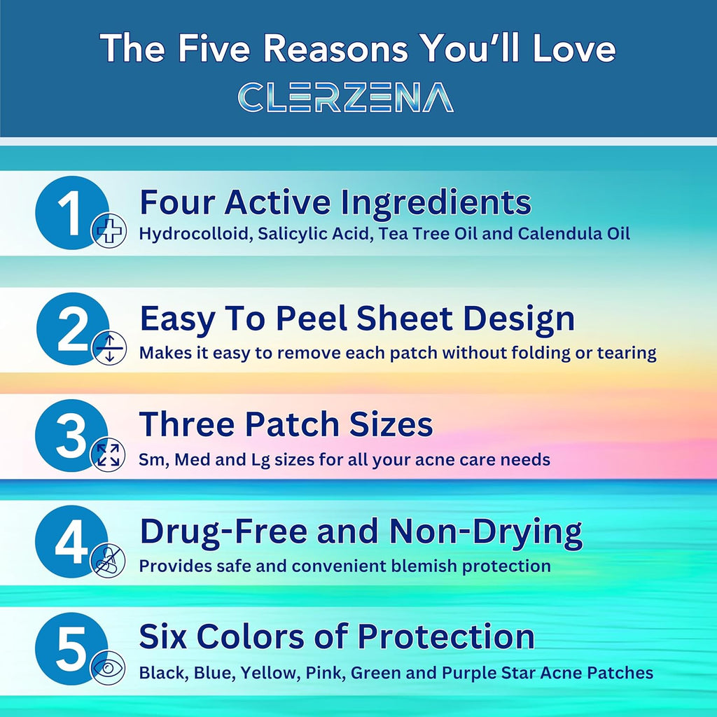 Star Pimple Patches for Face | Star Acne Patches Salicylic Acid, Tea Tree Oil and Calendula Oil | Star Pimple Patches Cute Teen Acne Treatment for Girls