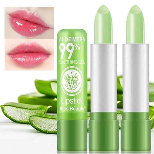2 Pack Aloe Vera Lipstick, Long Lasting Nutritious Lip Balm Lips Moisturizer Magic Temperature Color Change Lip Gloss