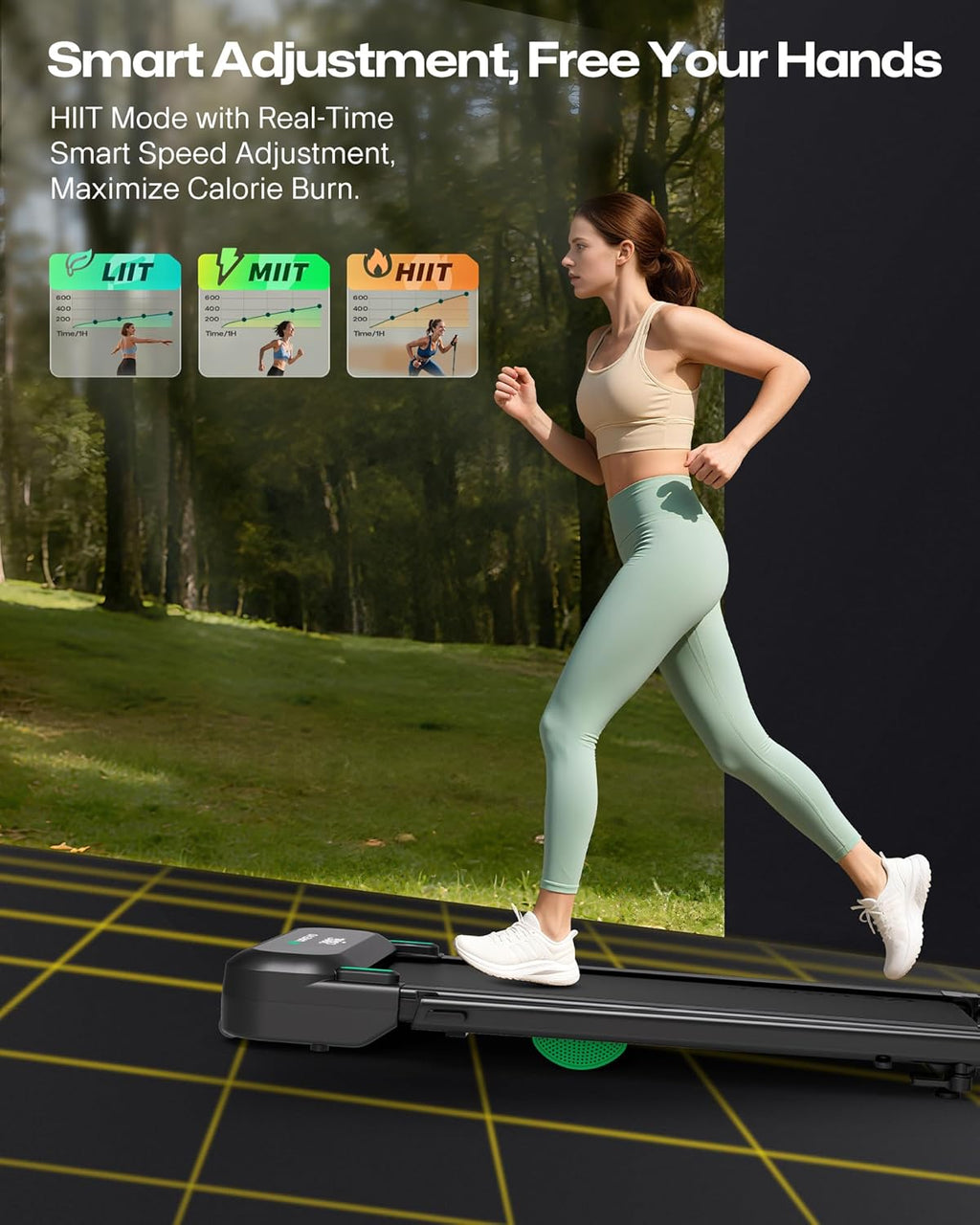 Foldimix 5 Treadmills for Home, Walking Pad with Adjustable Handle Bar, Multi-Functional Workstation Treadmill, Dual Brushless Motorized, 14-Point Shock Absorption, Compact Design