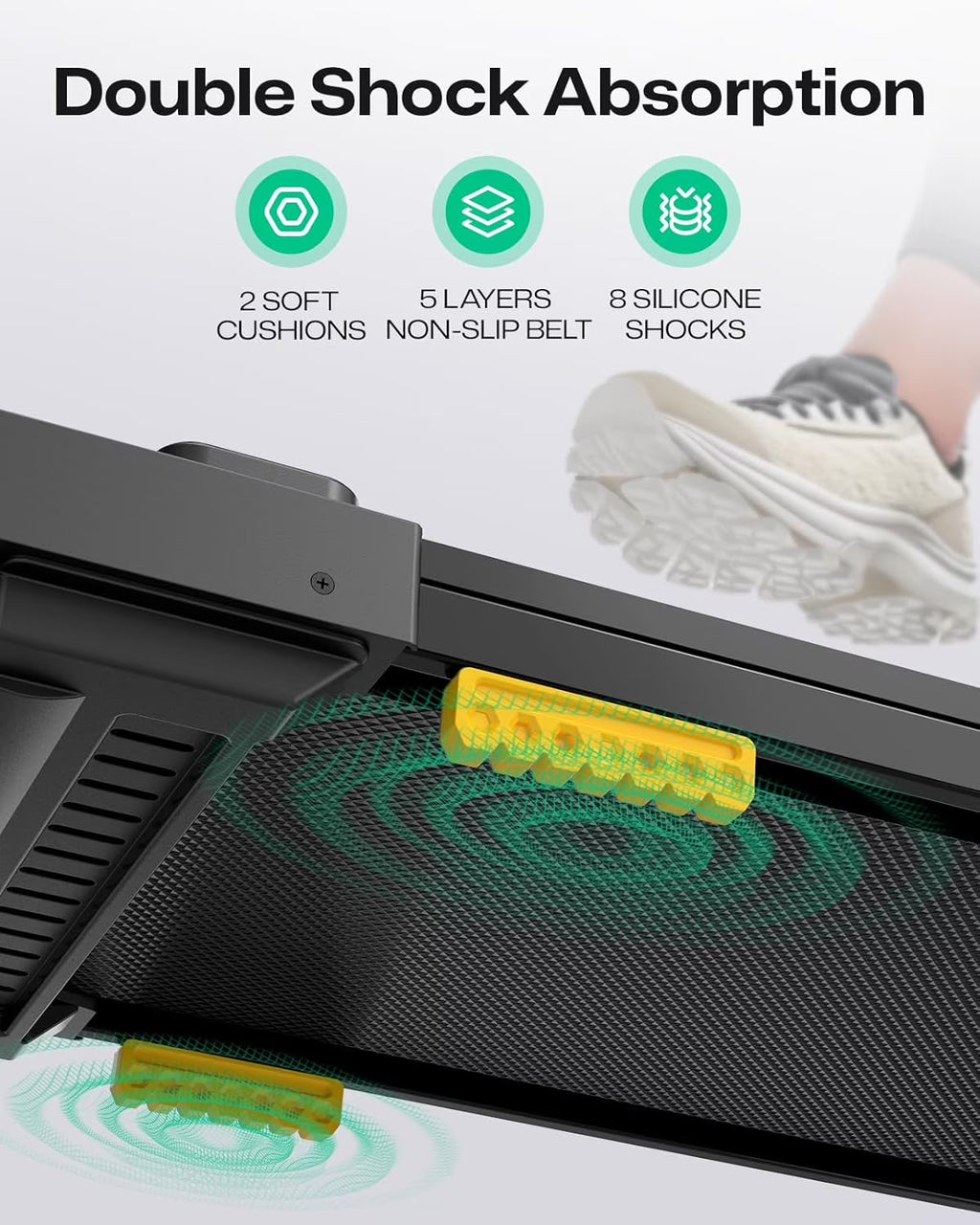 Spacewalk E1L Smart Walking Pad, Compact under Desk Treadmill with Double Shock Absorption, Quiet Operation, Workout APP with Track Insights and MIIT Mode, Remote or APP Control for Home Office