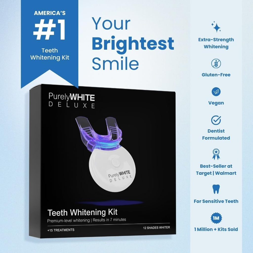 Teeth Whitening Kit, Complete LED Teeth Whitening, 15+ Treatments, (3) 3Ml Whitening Gel Syringes, Whiter Smile in 7 Minutes