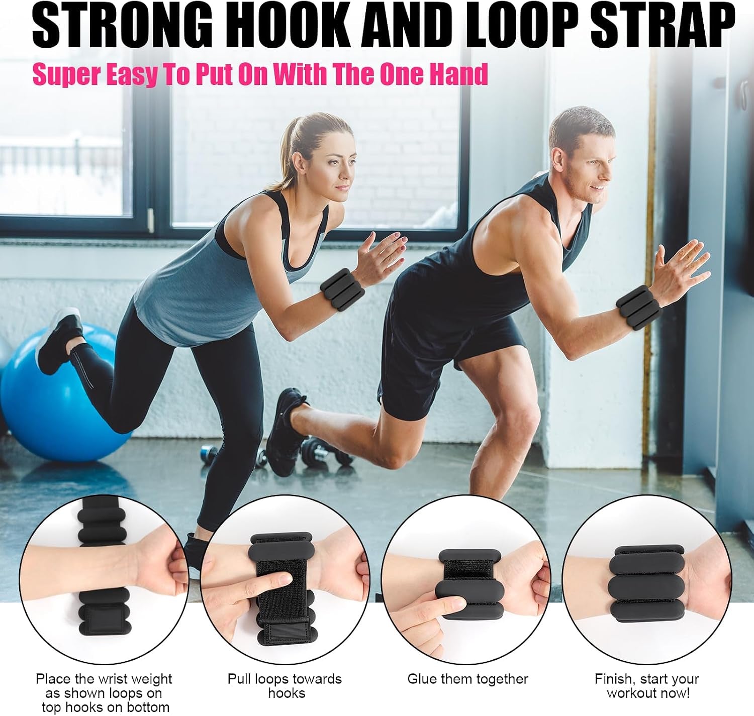 Wrist & Ankle Weights for Women, Wearable Strong Arm & Leg Weights Set of 2(1Lbs Each), Adjustable Ankle Weights for Walking, Yoga, Dance, Barre,Gym,Exercise,Pilates,Walking Running