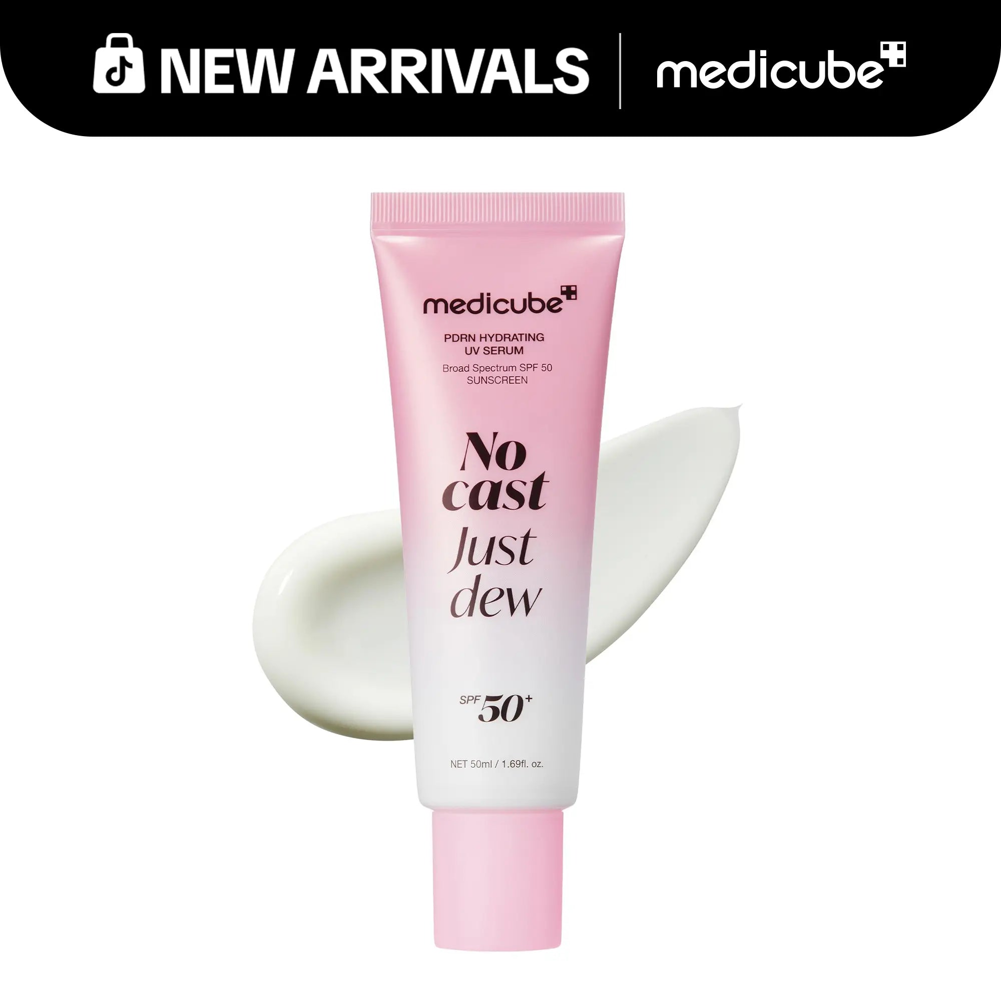 [NEW] [Medicube] No Cast Just Dew PDRN Hydrating UV Sun Serum | Daily Lightweight Sunscreen SPF 50 | PDRN, Panthenol, Centella| Gentle Moisturizing Suncare for Daily Use for All Skin Types (50Ml)