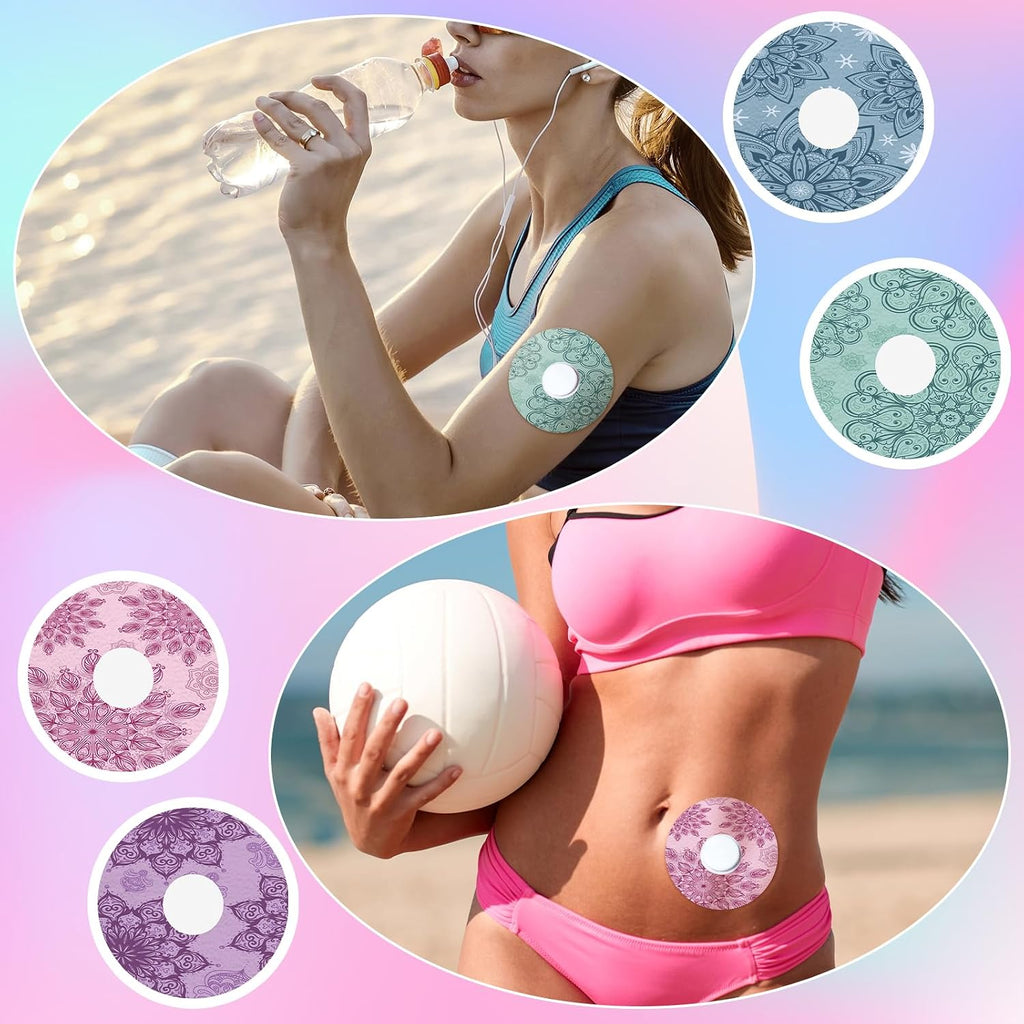 36 Pcs Waterproof Sensor Covers Compatible with Libre 2 Adhesive Patches Overpatches Breathable Mandala Floral Pre Cut Cover Patches Tape for Continuous Glucose Monitor Protection