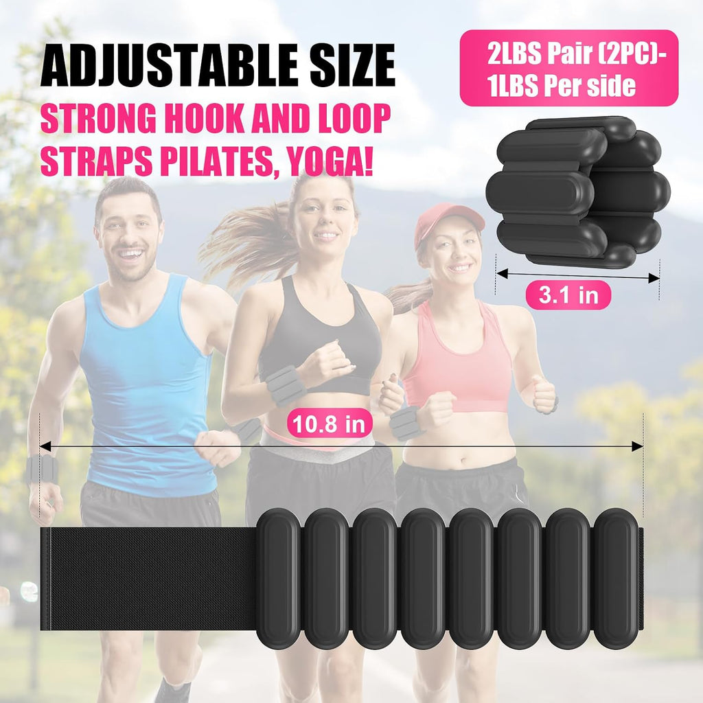 Wrist & Ankle Weights for Women, Wearable Strong Arm & Leg Weights Set of 2(1Lbs Each), Adjustable Ankle Weights for Walking, Yoga, Dance, Barre,Gym,Exercise,Pilates,Walking Running