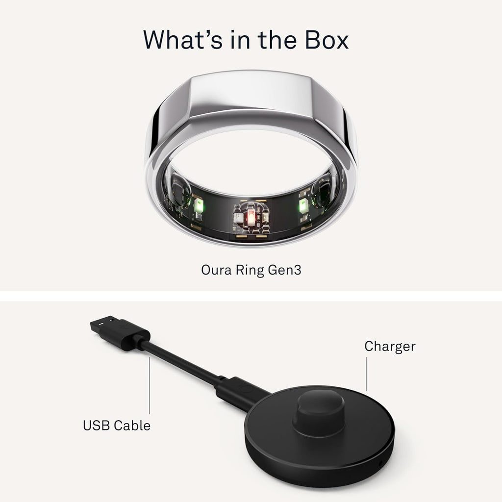 Oura Ring Gen3 Heritage - Silver - Size 7 - Smart Ring - Size First with Oura Ring Gen3 Sizing Kit - Sleep Tracking Wearable - Heart Rate - Fitness Tracker - 5-7 Days Battery Life