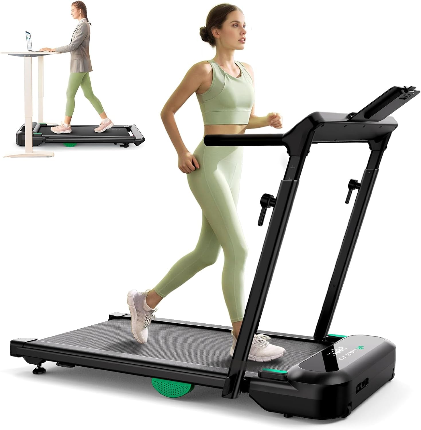 Foldimix 5 Treadmills for Home, Walking Pad with Adjustable Handle Bar, Multi-Functional Workstation Treadmill, Dual Brushless Motorized, 14-Point Shock Absorption, Compact Design